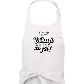 Kuchyňská zástěra Psací děkuji za to, že jsi - Dámská zástěra na vaření - Univerzální velikost ( Bílá )