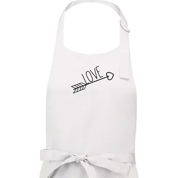 Kuchyňská zástěra Love šíp - Pánská zástěra na vaření - Univerzální velikost ( Bílá )