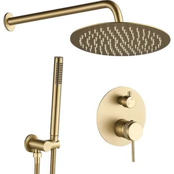 Vodovodní baterie Rea Lungo Grip, podomítková sprchová souprava + BOX montážní systém, zlatá matná, REA-P8950