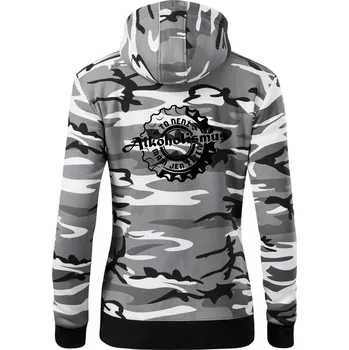 Dámská mikina Alkoholismus pivo - Dámská mikina trendy zipper s kapucí - 2XL ( Šedý maskáč )