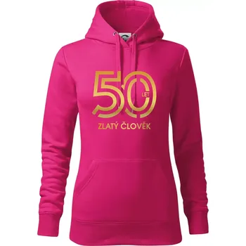 Dámská mikina 50 let zlatý člověk - Mikina dámská Cape s kapucí - 2XL ( Purpurová )