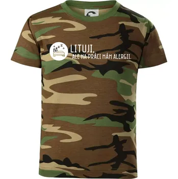 Chlapecké oblečení Lituji na práci mám alergii - Dětské maskáčové triko - 134 cm/8 let ( Hnědý maskáč )