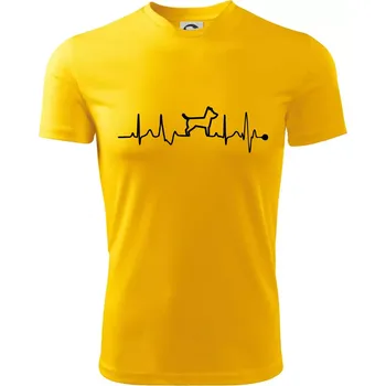 Chlapecké tričko Ekg psí obrys - Dětské triko sportovní (dresovina) - 134 cm/8 let ( Žlutá )