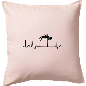 Polštář EKG skok do výšky - Polštář 50x50 - 50x50 - Pouze potah ( Světle růžová )