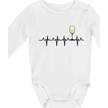 Kojenecký body Víno ekg - bílé víno - Body kojenecké s dlouhým rukávem - Dlouhý r. do 3 měs ( Bílá )