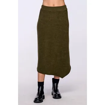 Dámská sukně Úzká khaki vroubkovaná dámská sukně v midi délce 181 velikost 4XL