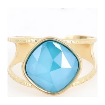 Prsten B&E Bijoux Zlatý dámský prsten s broušeným tyrkysovým krystalem chirurgická ocel