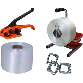 Obalový materiál Sada vázací pásky PES, odvíječe, napínače a drátových spon, šíře 13 mm