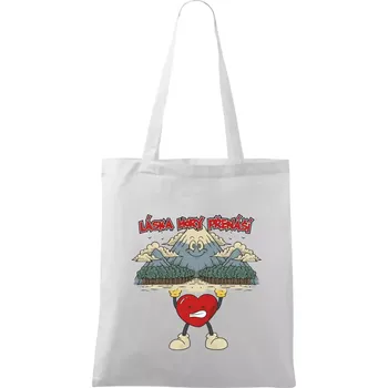 Nákupní taška Láska hory přenáší - Taška bavlněná - 42 x 38 cm ( Bílá )