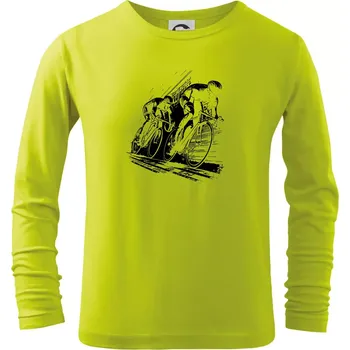 Dětská móda Silniční cyklistika skica - Triko dětské Long Sleeve - 158 cm/12 let ( Limetková )
