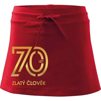 Dámská sukně 70 let zlatý člověk - Sportovní sukně - two in one - XS ( Červená )