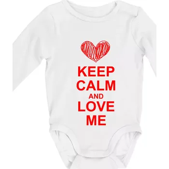 Kojenecký body Keep calm and love me - Body kojenecké s dlouhým rukávem - Dlouhý r. do 3 měs ( Bílá )