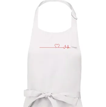 Kuchyňská zástěra Poker EKG srdce červené - Pánská zástěra na vaření - Univerzální velikost ( Bílá )