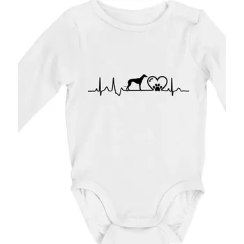 Kojenecký body Chrt - Ekg - Body kojenecké s dlouhým rukávem - Dlouhý r. do 3 měs ( Bílá )