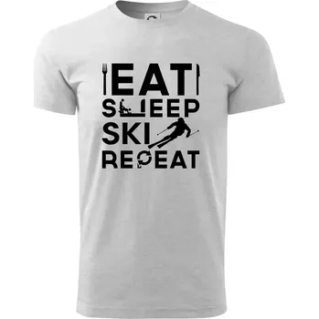 Pánské tričko Eat sleep ski repeat - Triko extra velké (5-8XL) - 7XL ( Světlešedý Melír )