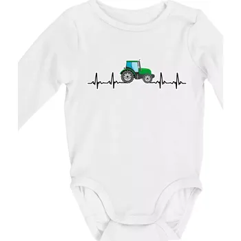 Kojenecký body Traktor barevný ekg - Body kojenecké s dlouhým rukávem - Dlouhý r. do 3 měs ( Bílá )