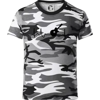 Chlapecké tričko EKG akustická kytara - Dětské maskáčové triko - 104-110cm / 3-4 roky ( Šedý maskáč )