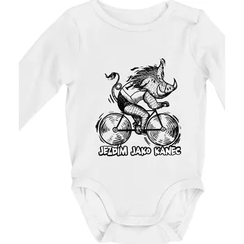 Jezdím jako kanec - Body kojenecké s dlouhým rukávem - Dlouhý r. 3-6 měs ( Bílá )