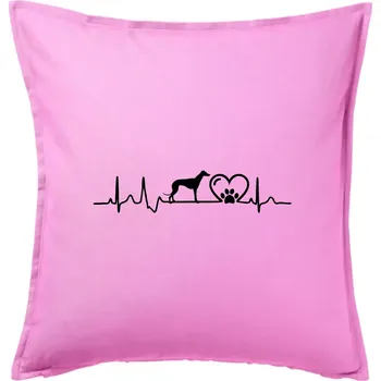 Polštář Chrt - Ekg - Polštář 50x50 - 50x50 - Pouze potah ( Růžová )