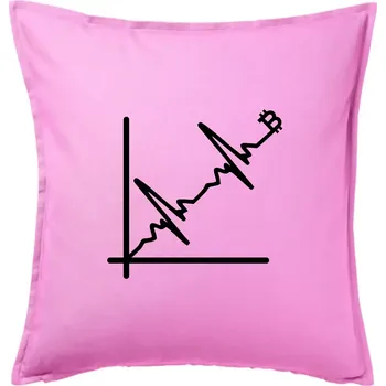 Polštář EKG graf bitcoin - Polštář 50x50 - 50x50 - Pouze potah ( Růžová )