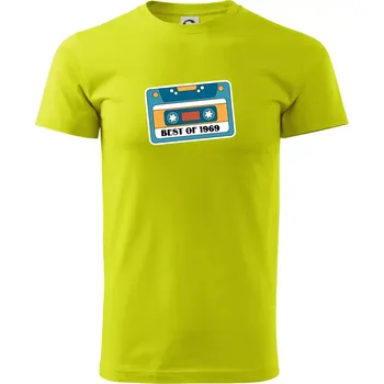 Pánské tričko Narozeniny kazeta Best of 1969 - Klasické pánské triko vyšší gramáže - 4XL ( Limetková )