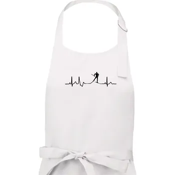 Kuchyňská zástěra Ekg běžkař - Pánská zástěra na vaření - Univerzální velikost ( Bílá )