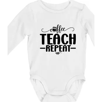 Kojenecký body Coffee teach repeat - Body kojenecké s dlouhým rukávem - Dlouhý r. do 3 měs ( Bílá )