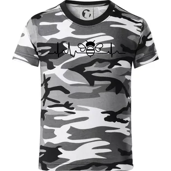 Chlapecké oblečení EKG včela - Dětské maskáčové triko - 134 cm/8 let ( Šedý maskáč )