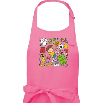 Kuchyňská zástěra Malý fotbalista ikony - Pánská zástěra na vaření - Univerzální velikost ( Růžová )