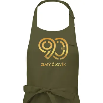 Kuchyňská zástěra 90 let zlatý člověk - Pánská zástěra na vaření - Univerzální velikost ( Khaki )