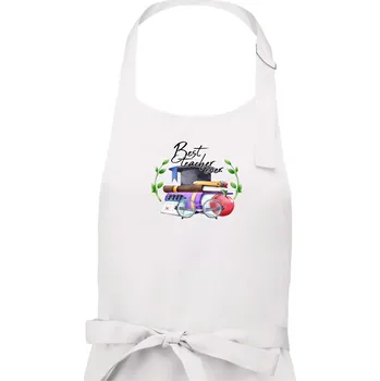 Kuchyňská zástěra Best teacher ever - Dámská zástěra na vaření - Univerzální velikost ( Bílá )