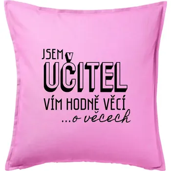 Polštář Jsem učitel, vím hodně věcí - Polštář 50x50 - 50x50 - Pouze potah ( Růžová )