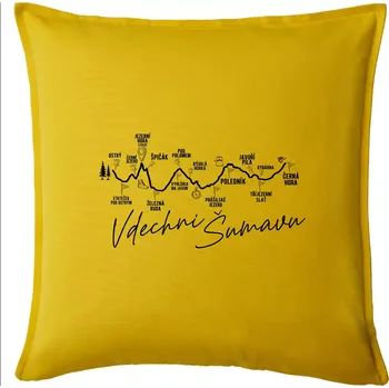Polštář Šumava - Vdechni Šumavu - Polštář 50x50 - 50x50 - Pouze potah ( Žlutá )