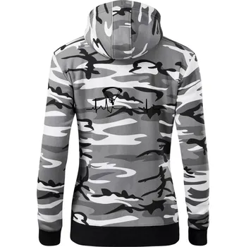 Dámská mikina EKG paramotor - Dámská mikina trendy zipper s kapucí - 2XL ( Šedý maskáč )