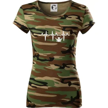 Dámské tričko EKG cvičení kruhy - Dámské maskáčové triko - S ( Hnědý maskáč )