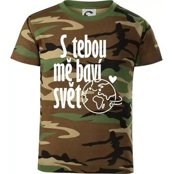 Chlapecké oblečení S tebou mě baví svět - Dětské maskáčové triko - 134 cm/8 let ( Hnědý maskáč )