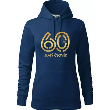 Dámská mikina 60 let zlatý člověk - Mikina dámská Cape s kapucí - XS ( Půlnoční modrá )