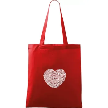 Nákupní taška Otisk prstu srdce - Taška bavlněná - 42 x 38 cm ( Červená )
