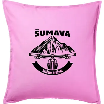 Polštář Šumava křížem krážem - Polštář 50x50 - 50x50 - Pouze potah ( Růžová )