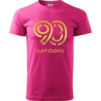 Pánské tričko 90 let zlatý člověk - Klasické pánské triko vyšší gramáže - XS ( Purpurová )