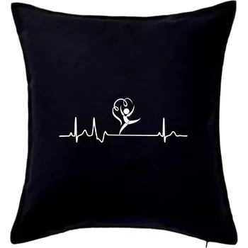 Polštář EKG moderní gymnastika stuha - Polštář 50x50 - 50x50 - Pouze potah ( Černá )