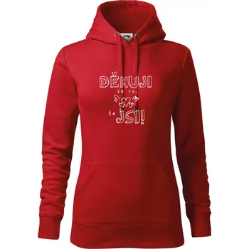 Dámská mikina Děkuji za to, že jsi - Mikina dámská Cape s kapucí - XS ( Červená )