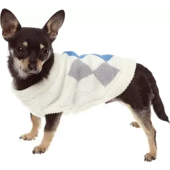 Obleček pro psa Bílý károvaný svetr pro psa, oblečky pro psy (Psí oblečky)