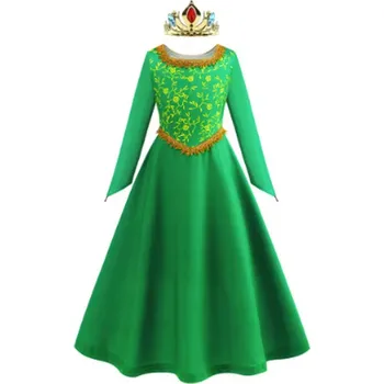 Karnevalový kostým Dívčí kostým - šaty princezny Fiony s doplňky (Shrek) Varianta: A2, Velikost: 140 (7-8 let)