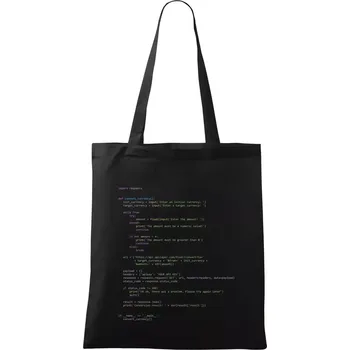 Nákupní taška Python Prevodnik měn - Taška bavlněná - 42 x 38 cm ( Černá )