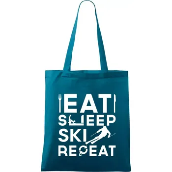 Eat sleep ski repeat - Taška bavlněná - 42 x 38 cm ( Petrolejová )