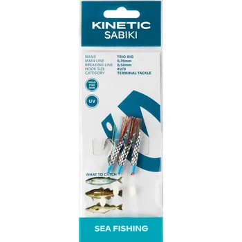 Kinetic - Návazec Sabiki Tio rig 115cm 0,70mm vel.2/0 - Red/Blue Flash