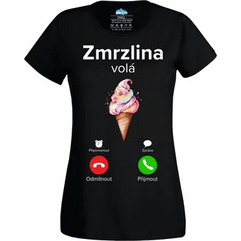 Dámské tričko Zmrzlina volá Phone Call (Velikost: 4XL, Barva: Černá)