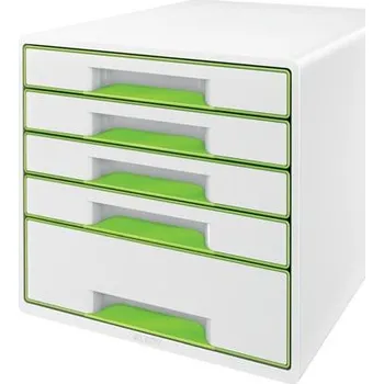 Archivační box LEITZ Zásuvkový box WOW CUBE, 5 zásuvek, bílá/zelená