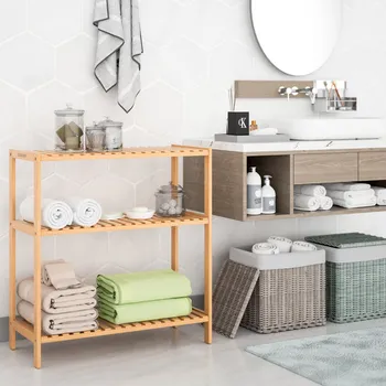 Koupelnový nábytek Koupelnová police z bambusu 66x58x26cm